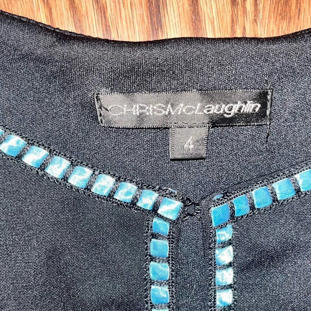 Chris McLaughlin Black & Blue Size 4 Dress - Picture 8 of 14